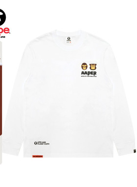 Aape旗舰店男装秋冬猿人军团徽章红色休闲潮流长袖T恤1575XXP