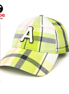 Aape旗舰配饰字母徽章猿人刺绣街头潮流格纹鸭舌帽棒球帽5259XAM
