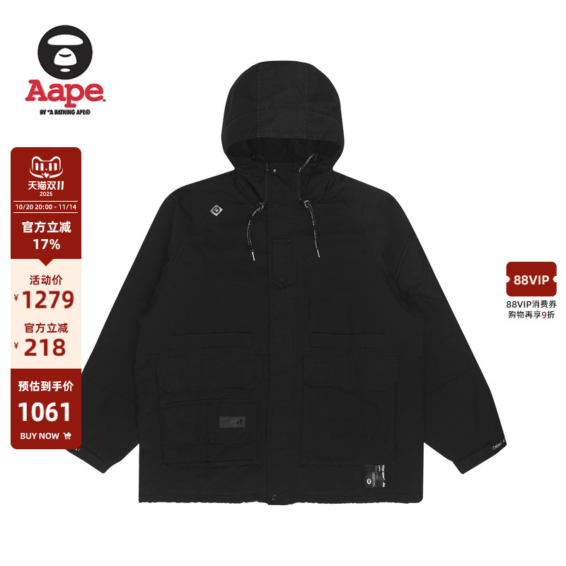 刺绣夹克外套Aape连帽秋冬