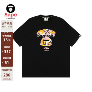 Aape旗舰店男装 T恤1429XXM 春夏迷彩猿人字母印花街头潮流休闲短袖