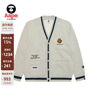 Aape旗舰店男装 外套C374XAP 秋冬猿人军团刺绣薄绒卫衣开衫