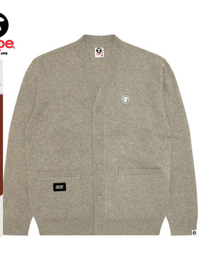 Aape旗舰店男装秋冬小标徽章纯色简约针织开衫外套C356XXP