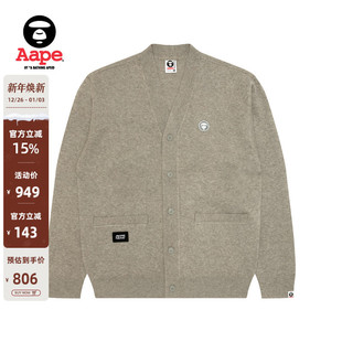 Aape旗舰店男装 外套C356XXP 秋冬小标徽章纯色简约针织开衫