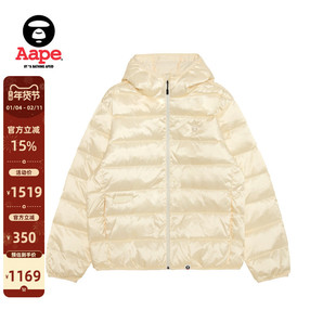 Aape旗舰店男装秋冬小标徽章简约休闲连帽羽绒服外套7720XXP