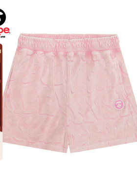 Aape旗舰店女装春夏字母毛巾提花水洗做旧宽松休闲短裤C618XXO