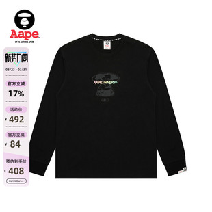 T恤1729XXP 渐变字母印花休闲潮流长袖 Aape旗舰店男装 春季
