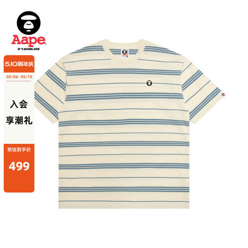 Aape猿人小标徽章条纹针织T恤