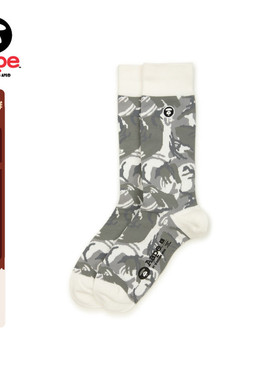 Aape旗舰店配饰猿人刺绣迷彩休闲潮流中筒袜4293XXO