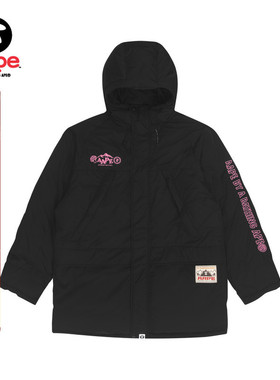 Aape旗舰店女装秋冬字母刺绣撞色拼接连帽面包羽绒服外套7482XXH