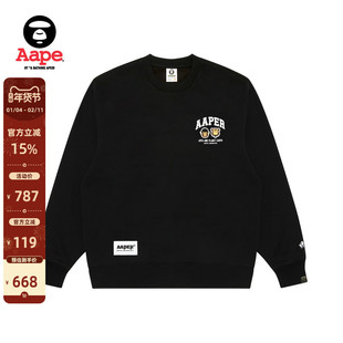 Aape旗舰店男装秋冬猿人军团徽章休闲潮流薄绒圆领卫衣C366XXP