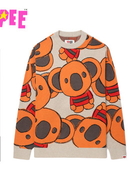 APEE女装秋冬卡通考拉图案提花圆领针织衫F124A5P