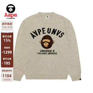 Aape旗舰店男装 D343XXP 秋冬猿人军团提花红色休闲圆领毛衣针织衫