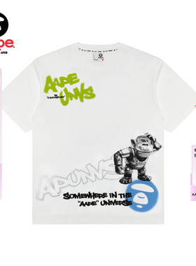 Aape旗舰店男装春夏美式涂鸦印花街头嘻哈潮流短袖T恤1887XXQ