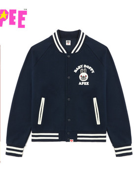 APEE女装秋冬卡通兔子图案红色刺绣棒球卫衣外套F147A5P