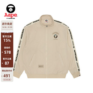Aape男装 春秋猿人徽章字母刺绣侧边串标潮流休闲卫衣外套A398XXM