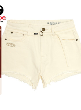 Aape旗舰店女装春夏爱心牛仔图案休闲潮流牛仔短裤C617XBO