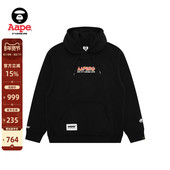 Aape旗舰店男装 秋冬猿人军团滑雪图案印花薄绒连帽卫衣C371XXP