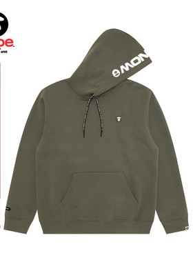 Aape旗舰店男装秋冬小标徽章纯色简约潮流薄绒连帽卫衣C354XXP