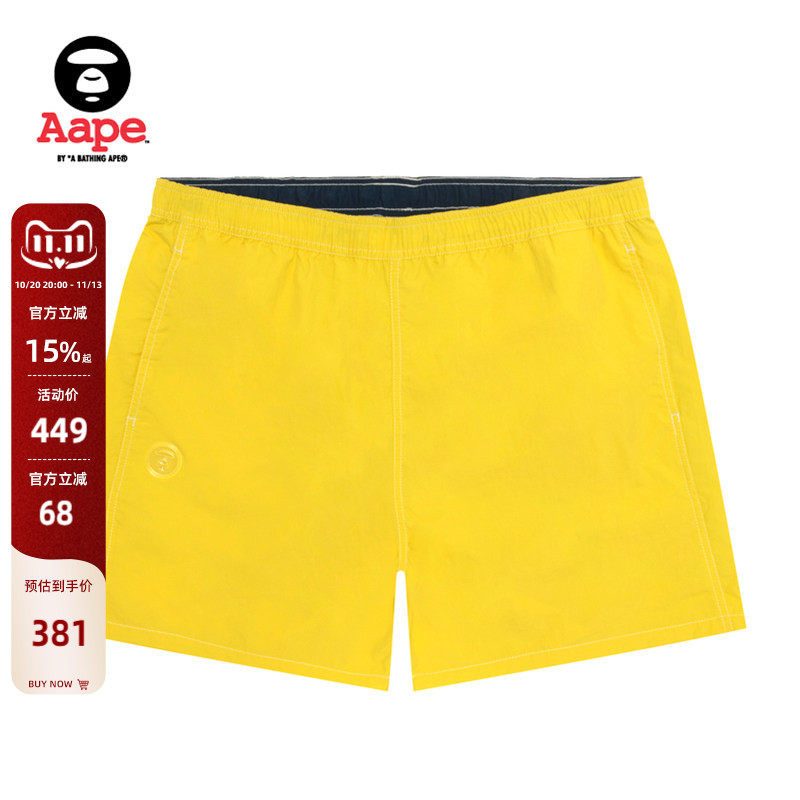 Aape旗舰店男装春夏猿人透明徽章字母印花潮流休闲短裤D632XXQ