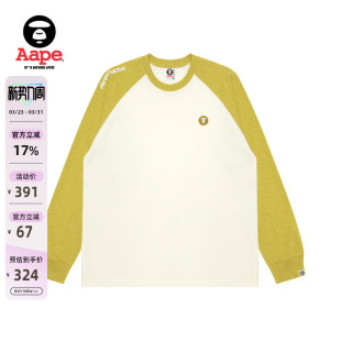 T恤1717XBP 小标徽章撞色插肩简约长袖 Aape旗舰店男装 春季