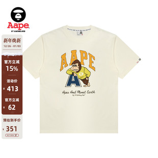 Aape旗舰店男装 T恤1745XXP 秋冬猿人字母印花休闲潮流短袖