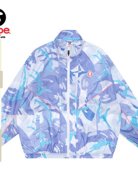 Aape旗舰店女装春秋猿人徽章多色迷彩拉链松紧口薄款风衣7507XXI