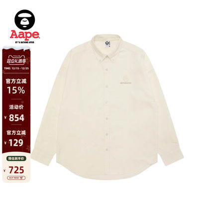 Aape旗舰店男装秋冬小标徽章条绒纯色简约翻领长袖衬衫8542XXP