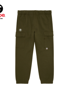 Aape旗舰店男装秋冬猿人徽章多口袋束脚修身厚长裤B628XXN