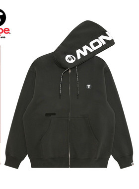 Aape旗舰店男装秋冬小标徽章拉链休闲连帽卫衣外套C358XXP