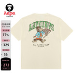 Aape旗舰店男装 T恤1630XXO 春夏猿人校园字母印花休闲潮流短袖