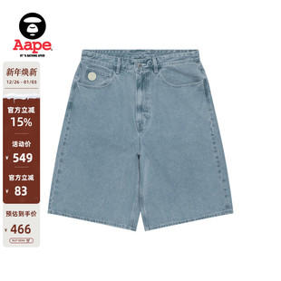 Aape旗舰店男装 C638XXO 春夏小标徽章休闲潮流水洗牛仔短裤