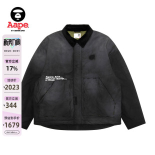 Aape旗舰店男装 猿人徽章水洗做旧潮流翻领夹克外套7746XXP 春季