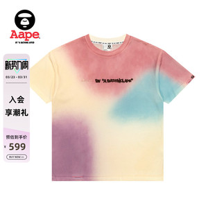 Aape旗舰店女装 T恤1914XXQ 春夏字母刺绣糖果渐变舒适潮流短袖