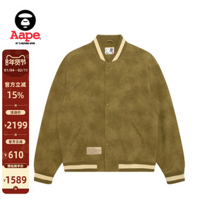 Aape旗舰店男装秋冬复古做旧休闲潮流棒球服夹克外套7753XXP