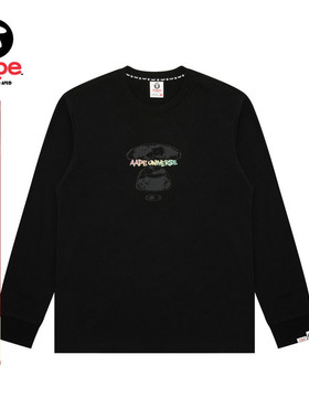 Aape旗舰店男装秋冬渐变字母印花休闲潮流长袖T恤1729XXP