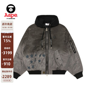 Aape旗舰店男装 秋冬猿人徽章水洗渐变做旧飞行夹克外套7748XXP