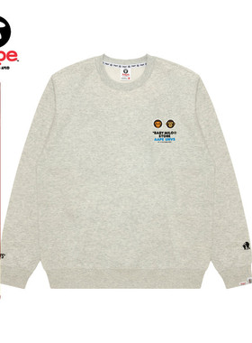 Aape联名BABY MILO STORE男装徽章标卡通印花圆领加绒卫衣9795XAP