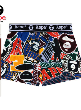 Aape旗舰店配饰猿人串标满印街潮标签平脚内裤5269XXM