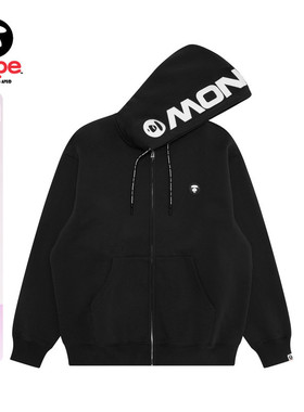 Aape旗舰店男装春季小标徽章拉链休闲连帽卫衣外套C358XXP