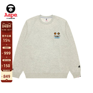 Aape联名BABY MILO STORE男装徽章标卡通印花圆领加绒卫衣9795XAP
