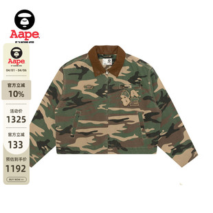 Aape旗舰店女装 做旧毛边徽章迷彩翻领夹克外套7758XXP 春季