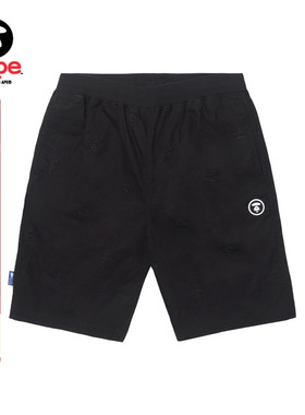 Aape旗舰店男装春夏字母刺绣满印猿人徽章休闲短裤6966XXK