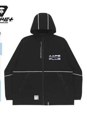 AAPE+运动男装春夏字母印花拼接户外拉链连帽休闲外套7512XXI