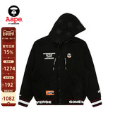 Aape旗舰店男装 秋冬猿人徽章潮流厚绒连帽棒球服卫衣外套B347XXN