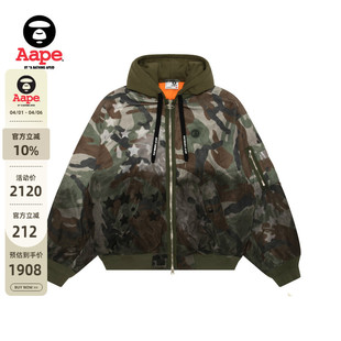 Aape旗舰店男装 五角星迷彩水洗渐变做旧飞行夹克外套7748XAP 春季