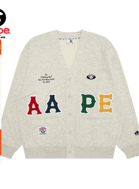 Aape旗舰店男装秋冬彩色字母徽章休闲潮流卫衣开衫外套C393XAP