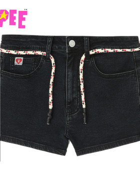 APEE女装秋冬心型标签编织腰带牛仔短裤热裤F172B5P