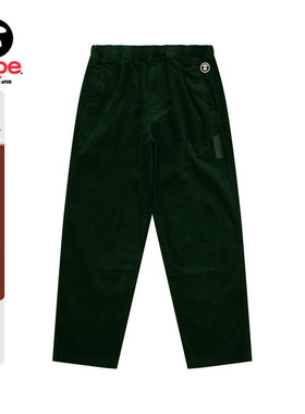 Aape旗舰店男装秋冬猿人徽章字母刺绣灯芯绒简约休闲长裤B620XAN