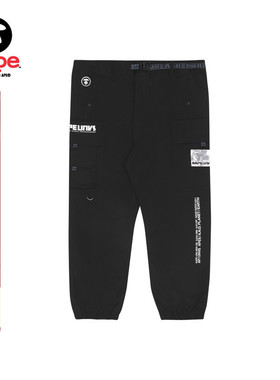 Aape旗舰店男装秋款猿人山系印花口袋工装休闲束脚长裤6827XXI