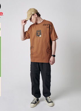 Aape旗舰店男装春秋工装口袋纯色刺绣水洗特染休闲长裤6959XXK